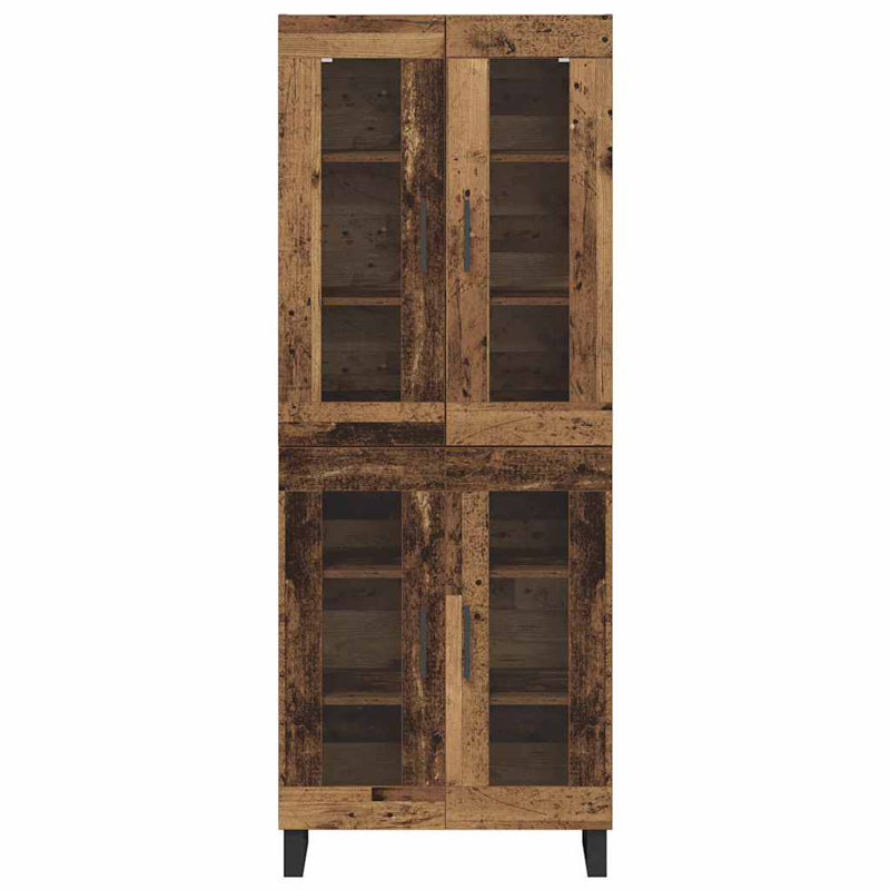  Highboard 2 Pcs Artisan Oak Engineered Wood And Glass, Old Wood