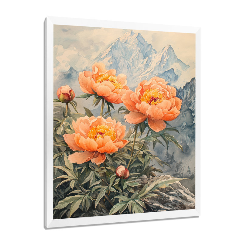 Goten - Floral Canvas Wall Art, H 32 po x l 24 po, Reproduction encadrée d'une seule photo, Blanc