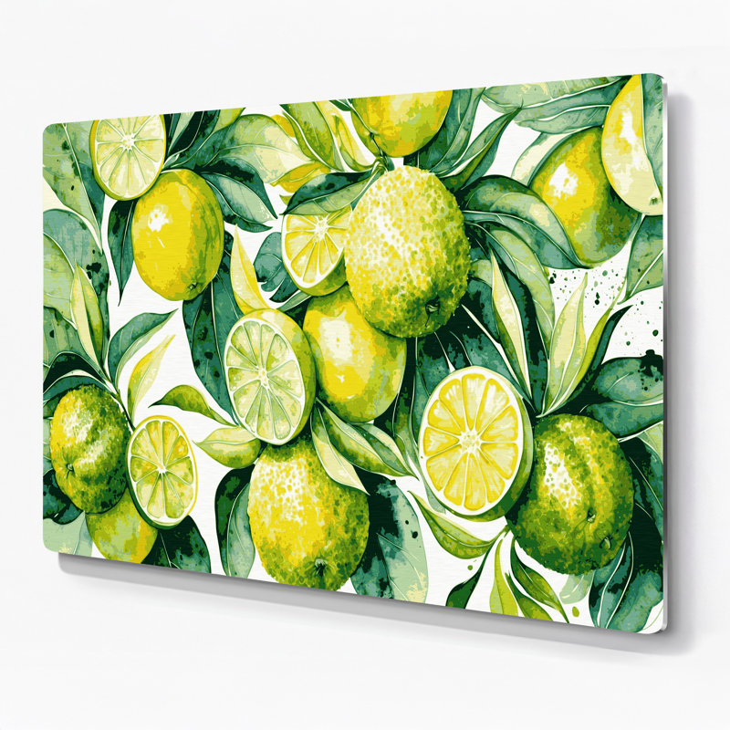 Art mural en métal beige Fruit Sudachi, H 20 po x l 24 po