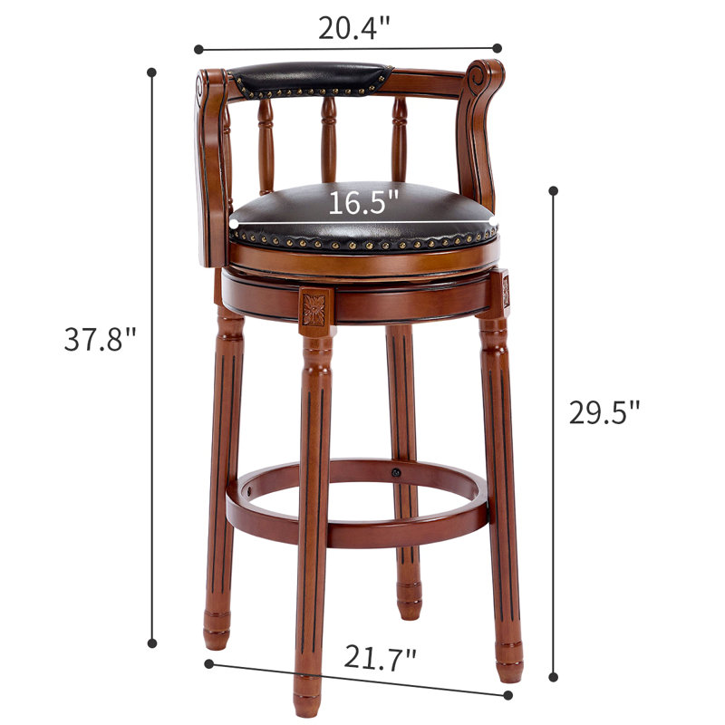 Tabourets de bar en bois avec dessus de vache, chaise pivotante à 360 degrés avec dossier pour comptoir de cuisine