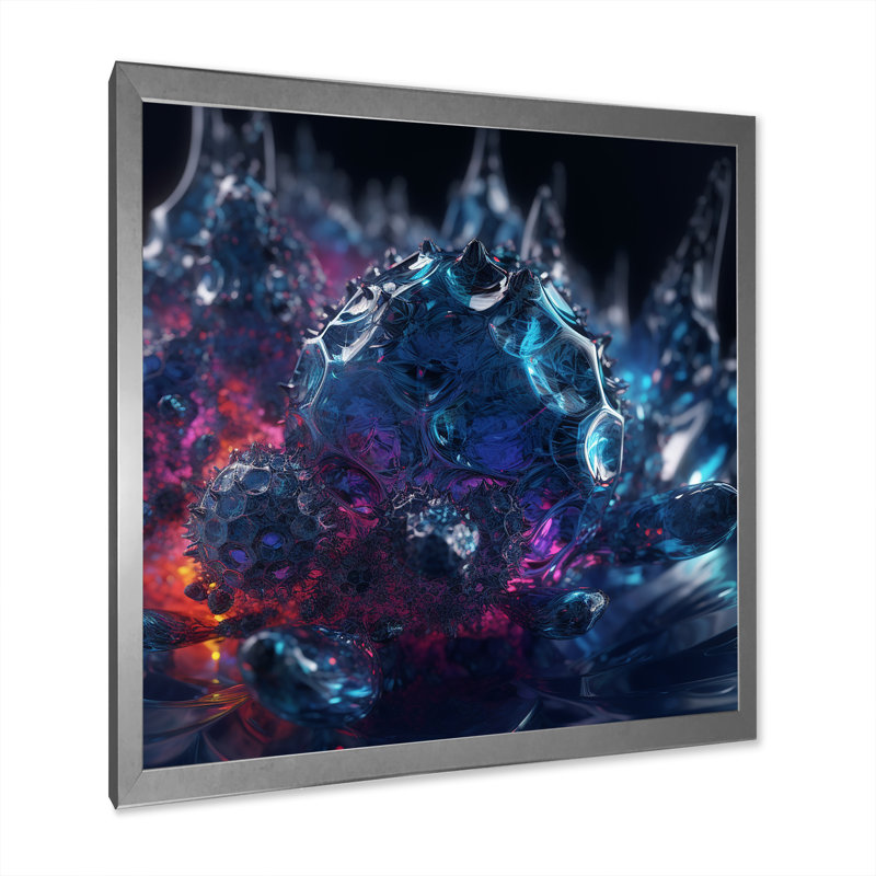 Cristaux photoniques entrelacés I - impression, Cadre simple argenté, H 24 po x l 24 po x P 1 po