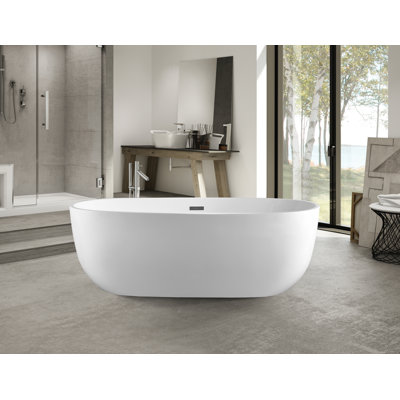 67" x 32" Freestanding Soaking Acrylic Bathtub