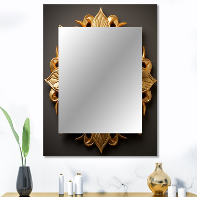 Abstract Golden Sunflower Glam Blooming II - Gold Traditional Wall Mirror