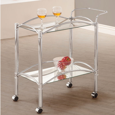 Chariot-bar rectangulaire à 2 niveaux en verre Porch & Den
