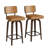 Set of 2 Swivel Counter Height Bar Stools – 26" Walnut Wood Legs, Faux Leather Upholstered Cushions, Mid-Century Modern Design for Kitchen Island-1442360778