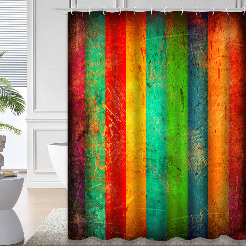 Rideau de douche Grunge Bright Stripes, L 72 po x l 84 po