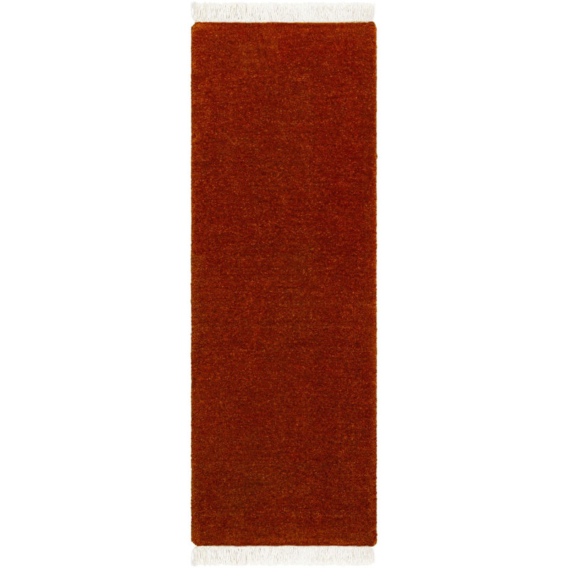 Tapis rouge en laine tissé à la main Clio, Tapis de couloir : 3 pi x 10 pi
