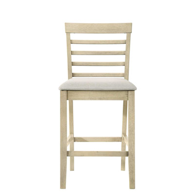 Chaises de salle à manger à hauteur de comptoir (2), sièges rembourrés de couleur crème, dossier à lattes, mobilier contemporain en bois pour chaises de coin 2 pièces, sièges, pièce de style moderne