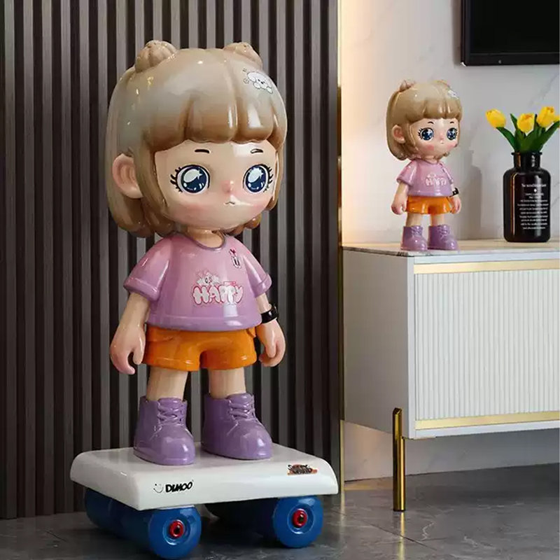 Creative Creative Skateboard Girl, Orange, mauve, brun