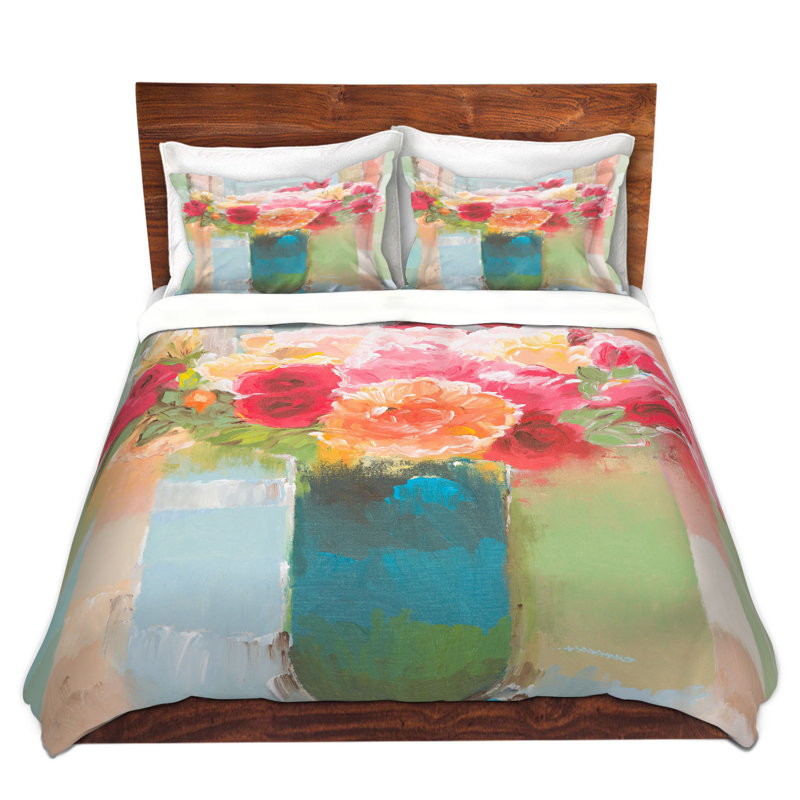 Ensemble de housse de couette bouquet of love, 1 housse de couette grand + 2 taies standards