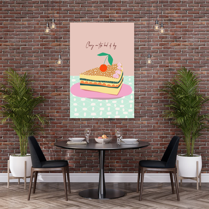 Cerise sur le sundae - Tranche - Affiche murale contemporaine et fantaisiste à motif de cerise, H 60 po x l 40 po