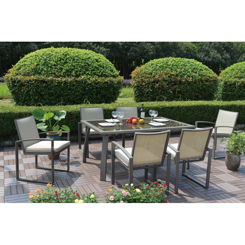 Ensemble de salle à manger rectangulaire pour 6 personnes, Toile Sunbrella® Aruba