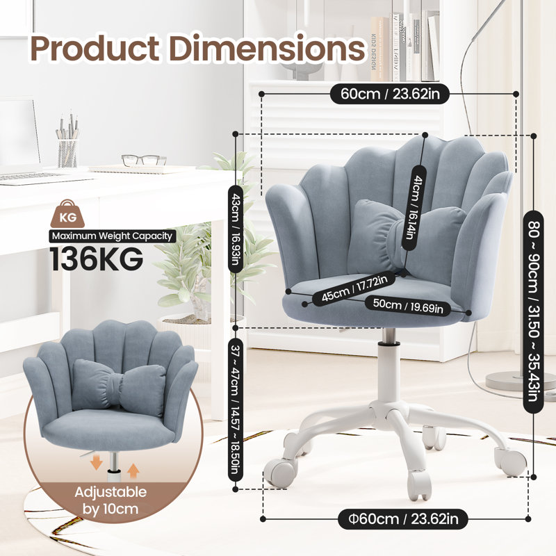 Velvet Swivel Accent Chair, Grey