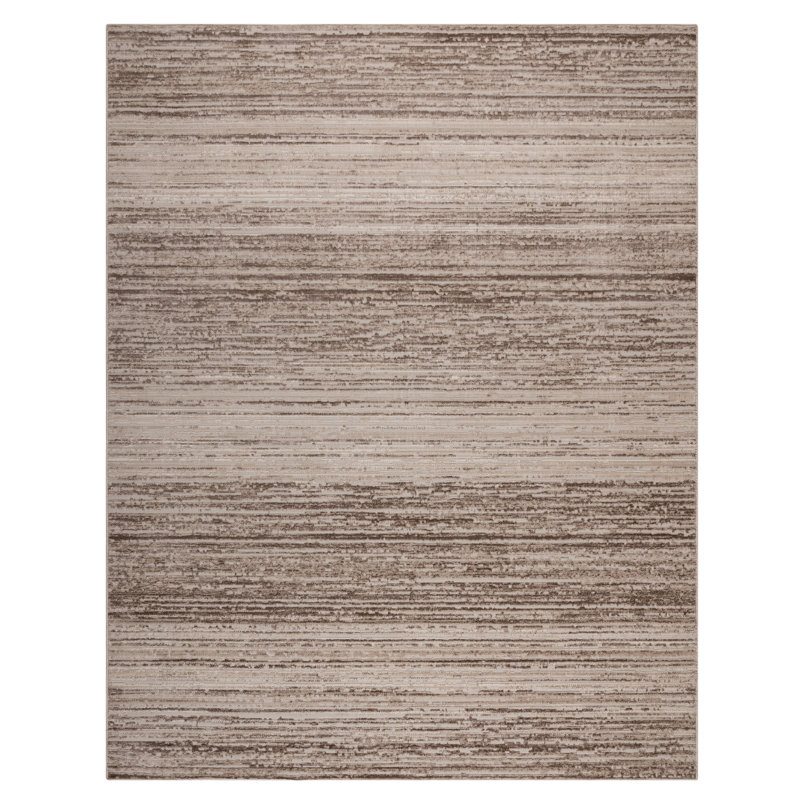 High-Low Striped Ombre Indoor Area Rug, Beige Cream Gold Modern Textured Polyester Rug – Migliore Osian