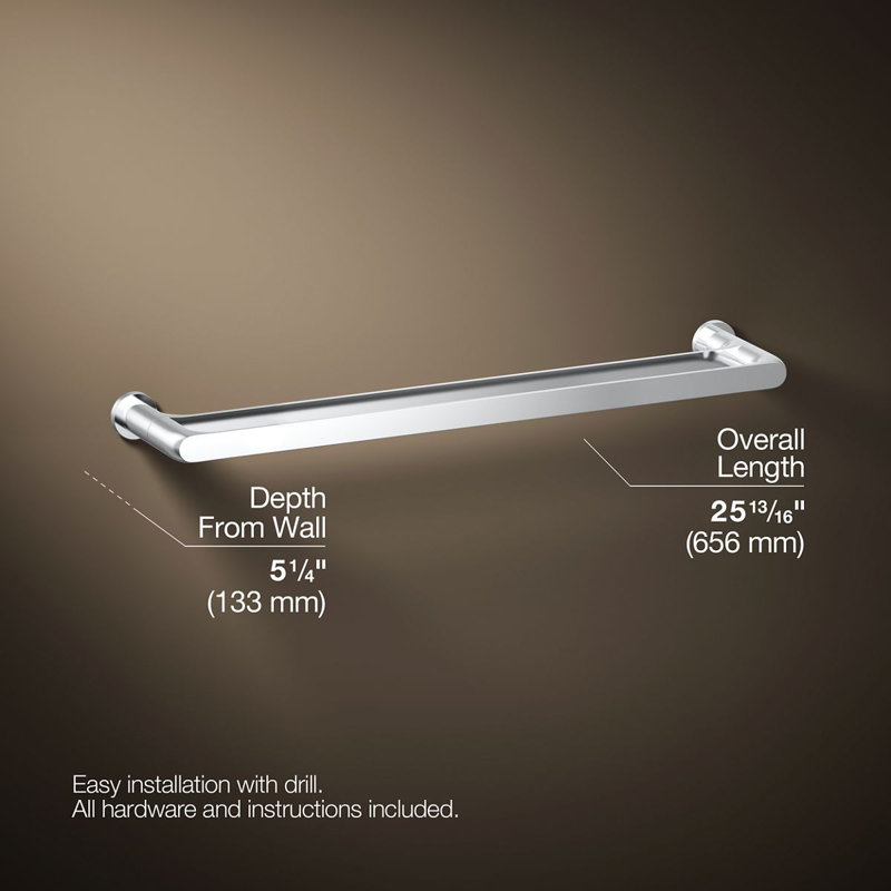 Avid 24-In Double Towel Bar, Polished Chrome