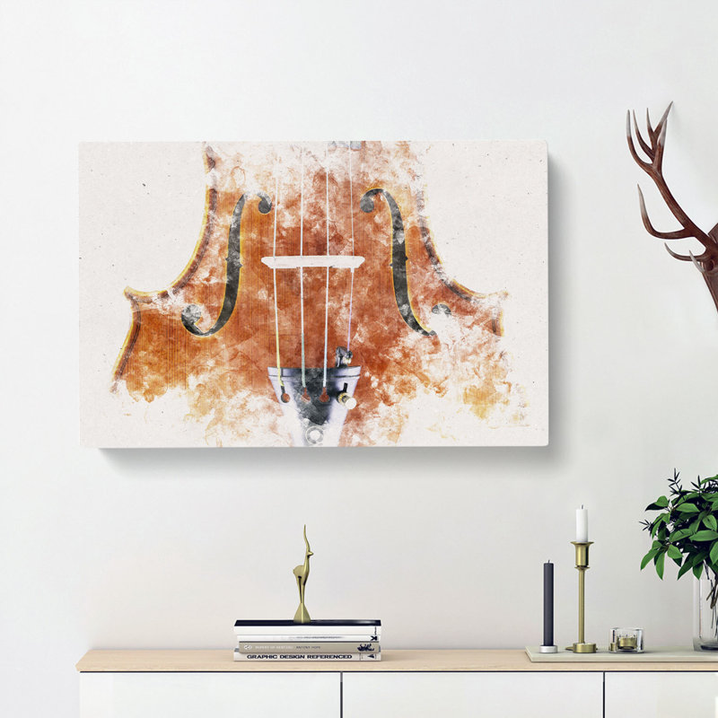 The Beauty of the Violin Watercolour - Wrapped Canvas, 40cm H x 60cm W x 3cm D