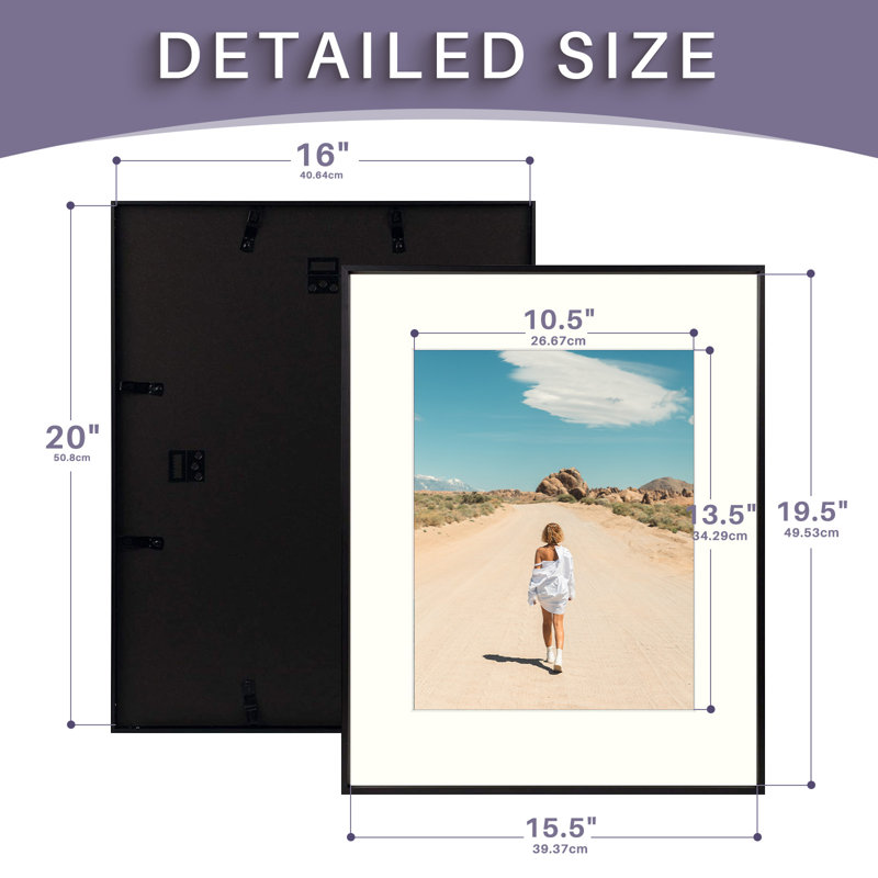 Metal Matte Picture Frame with Mat, Black