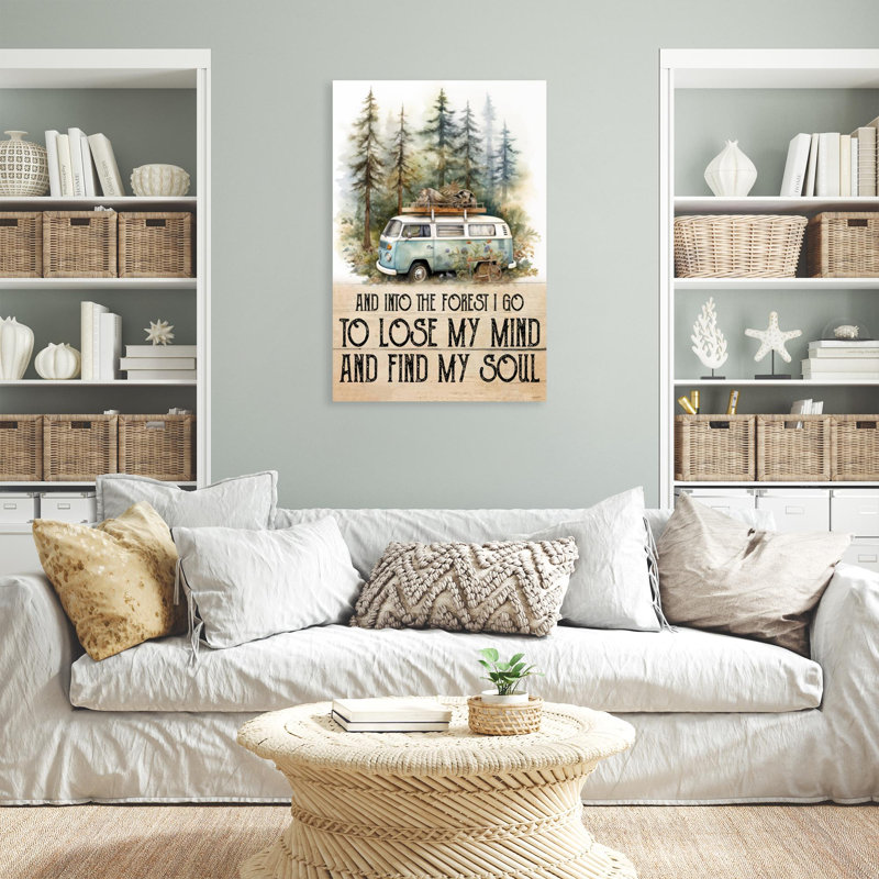 " Camping And Into The Forest - 1 Piece Rectangle Graphic Art Print On Wrapped Canvas ", L 24 po x H 36 po