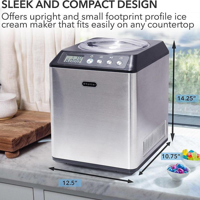 Whynter 2.1 Quart Black Stainless Steel Automatic Ice Cream Maker