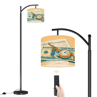 Arc Floor Lamp with Adjustable Lampshade income tax return watch vintage Standing Lamp 3 Color Temperatures Dimmable Tall Pole Lamp with Foot Switch for Bedroom