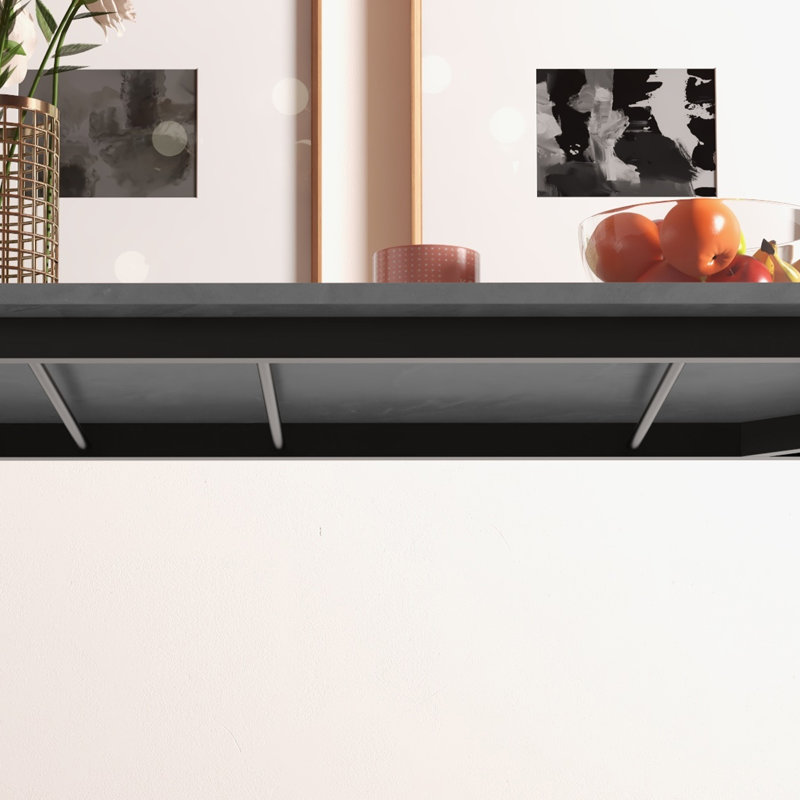 Table de salle à manger Benony L 63 po x l 27,6 po, Gris foncé, Noir
