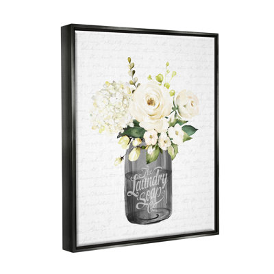 " White Flower Blossoms Laundry Jar Fancy Script " by Lettered And Lined