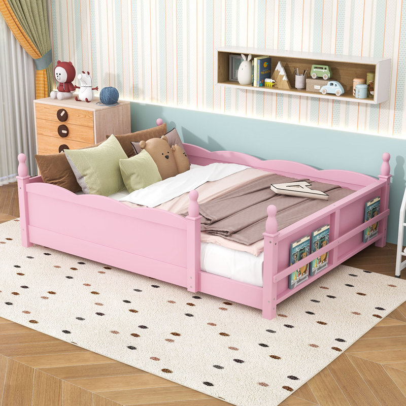 Lit en bois avec garde-corps, Grand lit, Rose