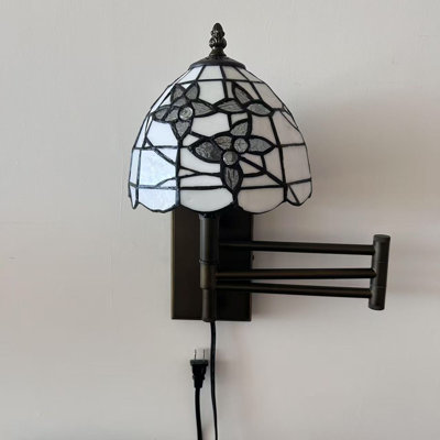 Lampe Tiffany à bras articulé en verre coloré avec bras pivotant en verre coloré l 13 po x P 8 po x H 15 po