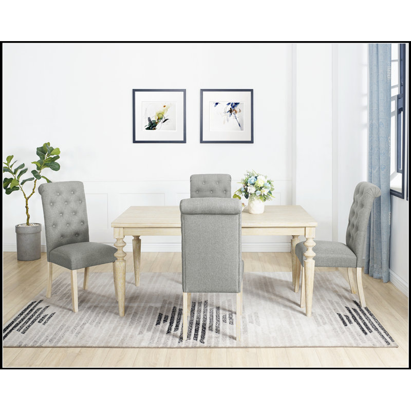 Ensemble de salle à manger 5 pièces, table à pieds tournés avec 4 chaises capitonnées, durable et élégante pour les maisons modernes