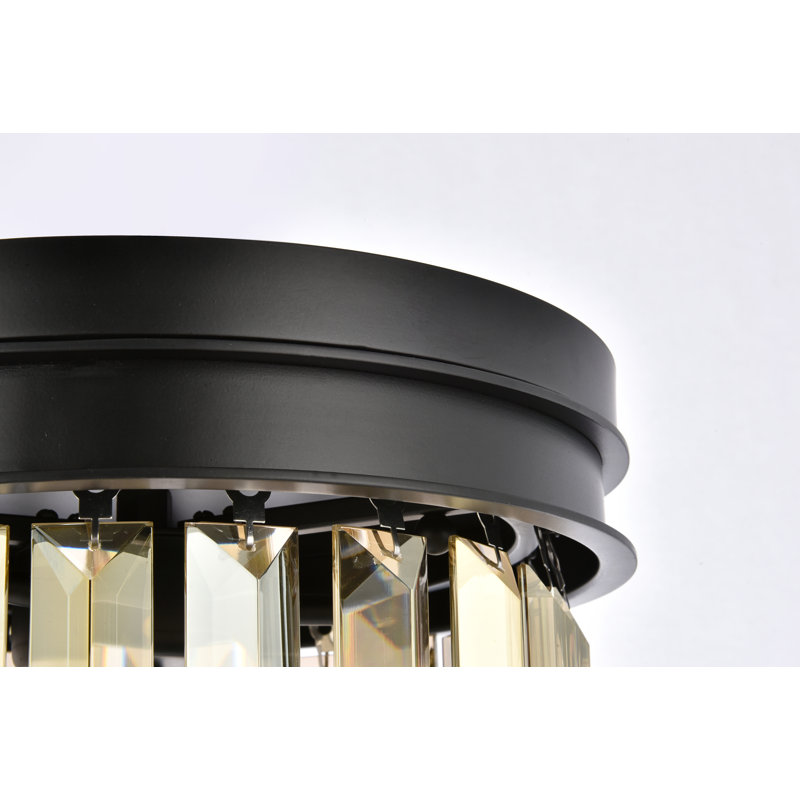 Yazmin Flush Mount, Matte Black, Smoky