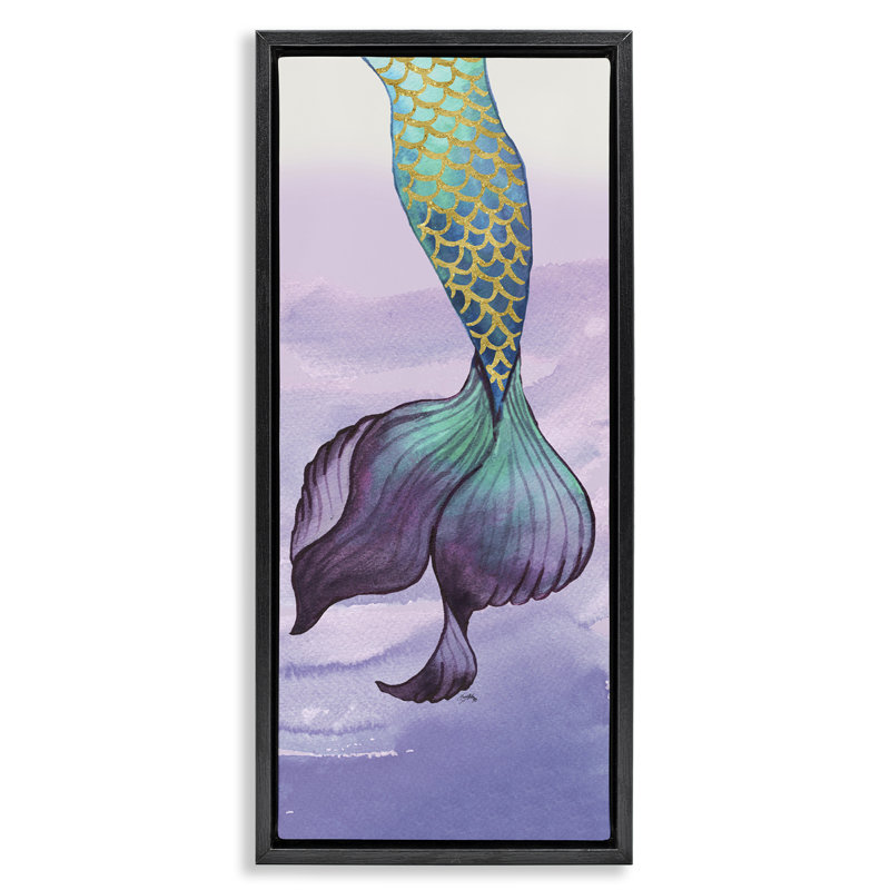 «Glam Accent Mermaid Tail» par Elizabeth Medley, H 25 po x l 11 po, Cadre flottant noir de jais