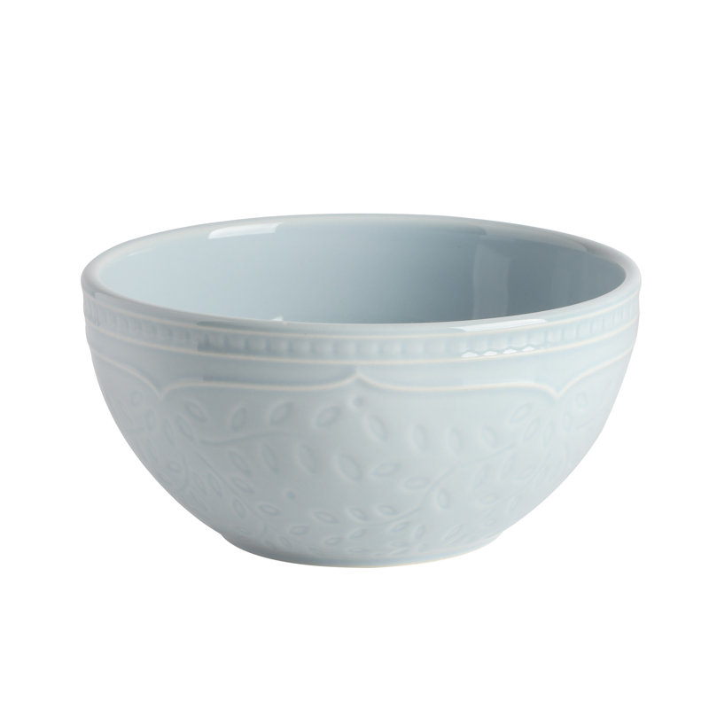 Aqua Floral Embossed Porcelain 18-Piece Dinnerware Set