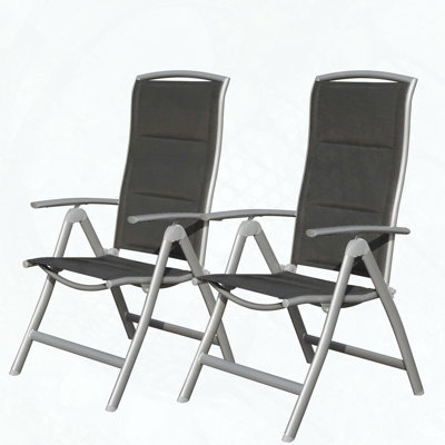 Set of 2 Folding Aluminum Reclining Patio Chairs with Adjustable Backrest