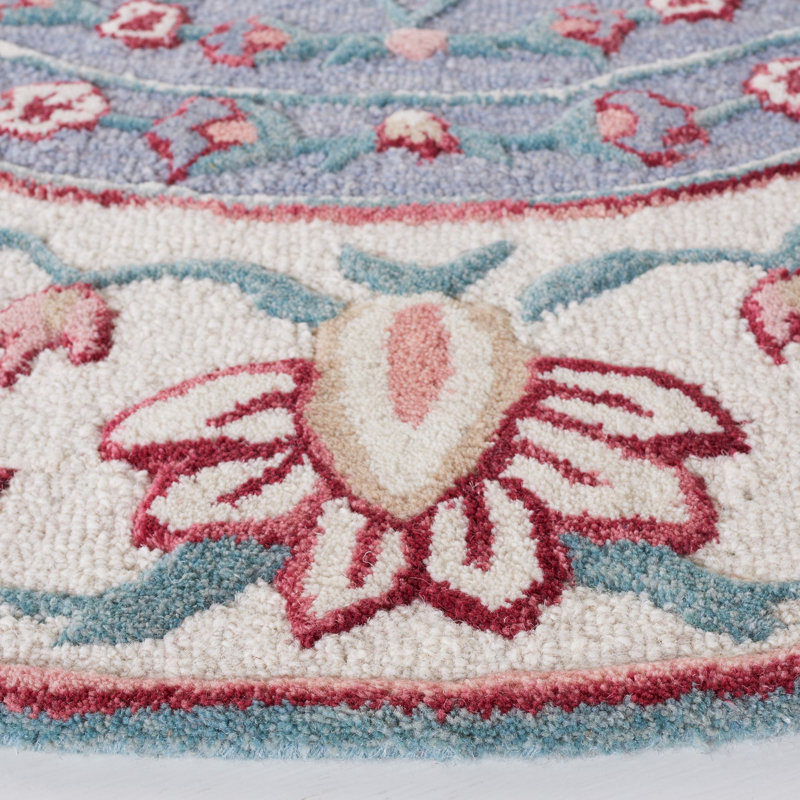 Crusita Hand Tufted Wool Floral Rug, Round 5'