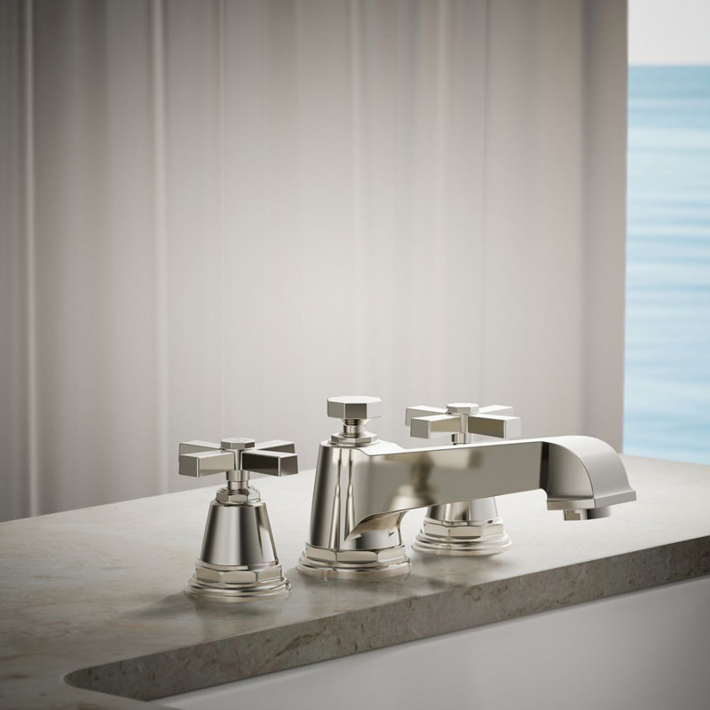 Ensemble de robinetterie Pinstripe Pure pour baignoire Ã  montage sur plan, pour robinet Ã  haut dÃ©bit avec poignÃ©es en croix ; robinet non inclus