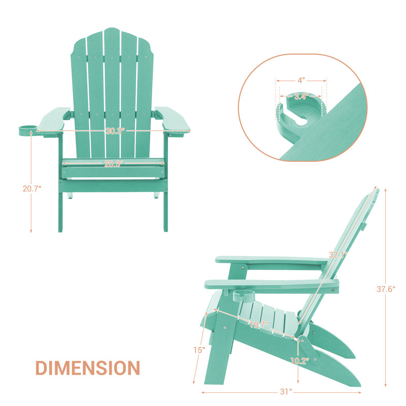 Chaise Adirondack pliante en plastique Shubhika, Vert clair
