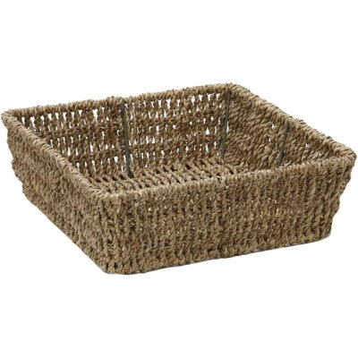 MantraRaj Seagrass Square Storage Tray Hand-Woven for Storage Breakfast Decorative Wicker Tray