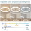 Ventilateur de chambre à coucher en plumes blanches 19 po avec télécommande, à intensité variable, 7 pales, moteur à courant continu réversible, avec lumière DEL