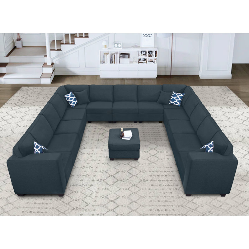 Flexible Combination Modular Large Sectional, Charcoal Polyester Blend