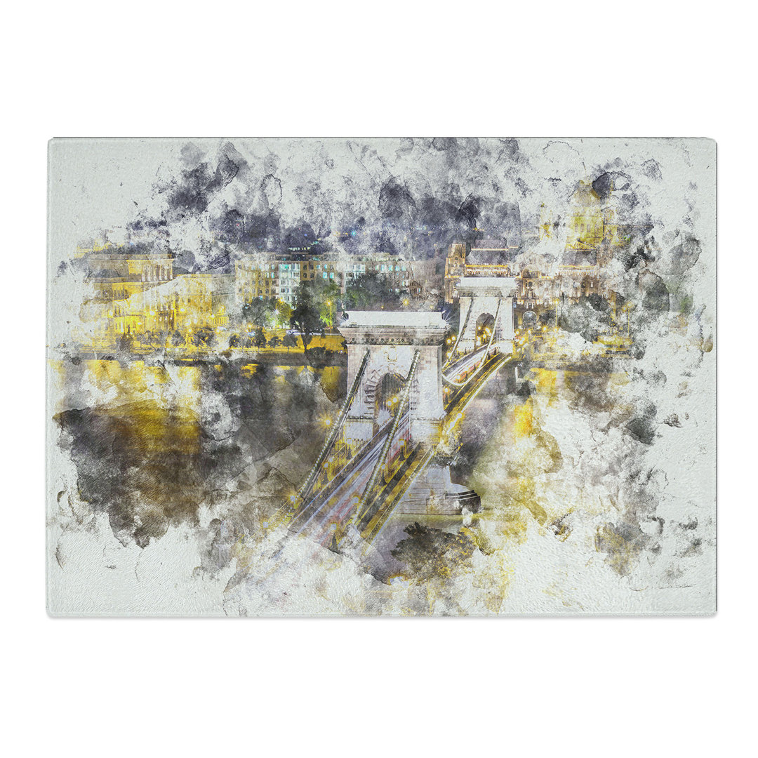 Tempered Glass Chain Bridge in Budapest Hungary Chopping Board