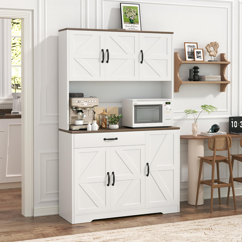 Garde-manger grande capacité 71 po avec station de charge, support pour micro-ondes et tablettes réglables 71 po