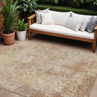 Tapis intérieur lavable abstrait cuivré et beige 8 pi x 10 pi