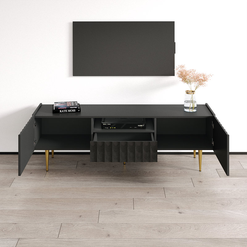 Meuble télé 63 po Gavette, Noir