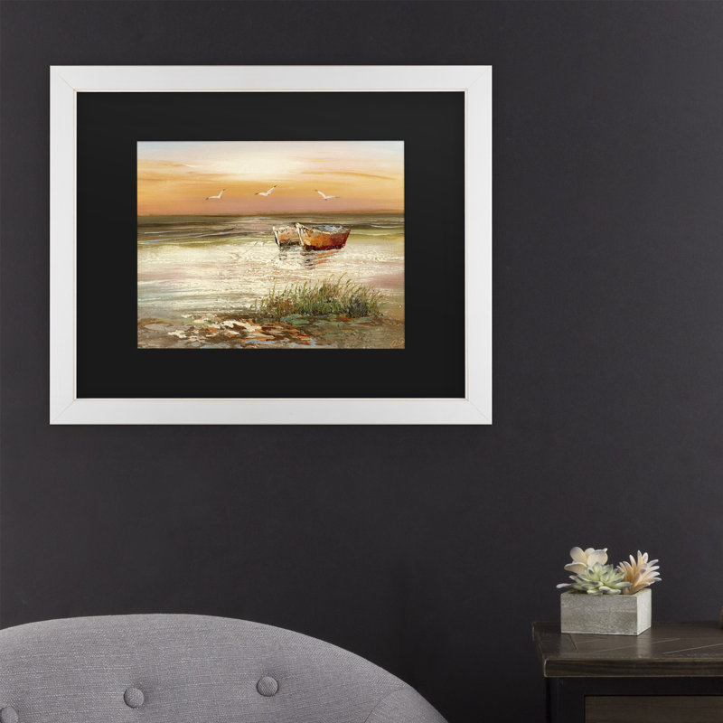 « floride coucher de soleil », reproduction de peinture à l’acrylique sur toile encadrée, H 16 po x l 20 po x P 0,5 po, Blanc