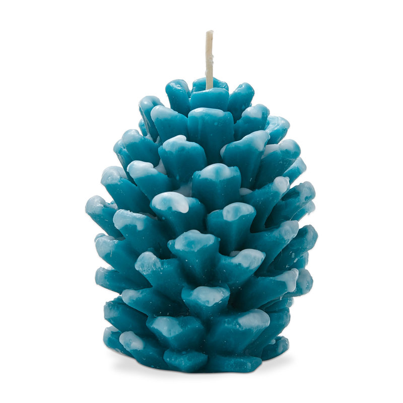 Frosted Pine Cone Candle, Blue