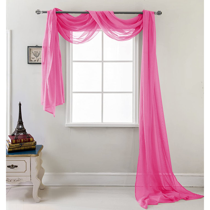 Rideau en contour de fenêtre transparent Brannon, Rose néon