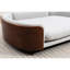 Style scandinave, lit pour chien surélevé, animal de compagnie, dossier en bois cintré, gris, lavable amovible, conception en noyer ventilé de grande taille, assemblage facile