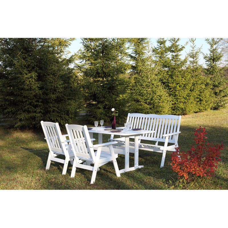 Heckson 5 - Person Wood Patio Dining Set with Rectangular Table, White