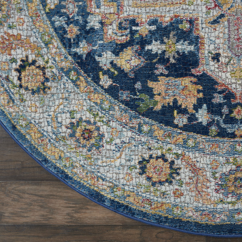 Tapis traditionnel bleu Raymond, Rond 4 pi