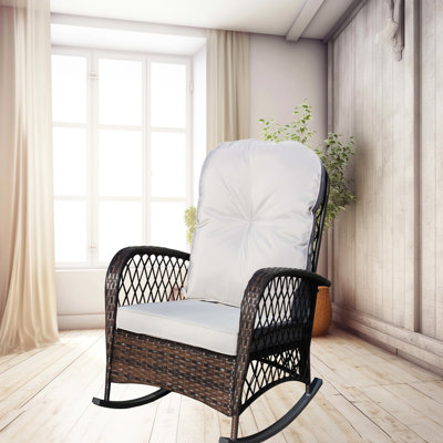 Pe Rocking Furniture With Ample Space And Grey Cushion - Patio Seat Soft For Outdoor Areas